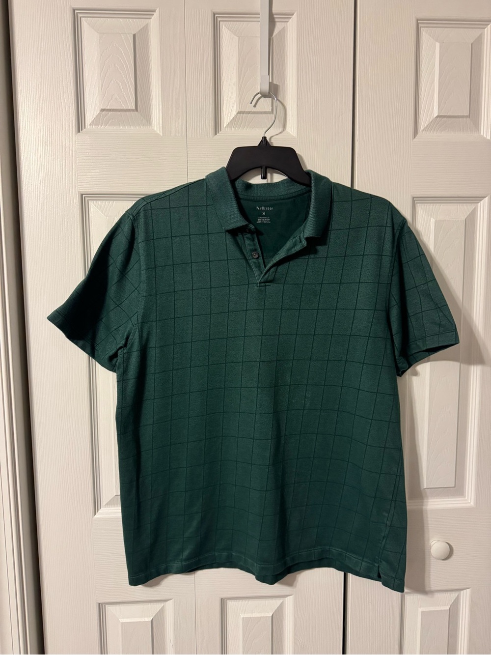 Van Heusen Men’s Dark Green Windowpane Polo